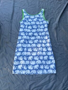 Lilly Pulitzer Blue and Lime Trim Tank Dress with elephants. Size 0. Like new